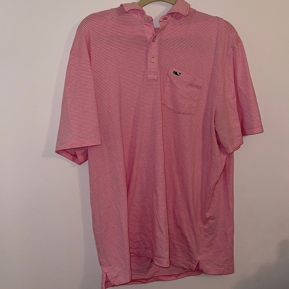 Vineyard vines pink and white polo